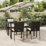 Set de muebles jardín 5 pzas con cojines ratán sintético negro