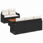 Conjunto de sofá de jardín 6 pcs Negro Poliratán