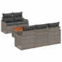 Conjunto de sofá de jardín 6 pcs Gris Poliratán