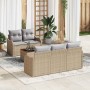 Conjunto de sofá de jardín 6 pcs Beige Poliratán