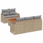 Conjunto de sofá de jardín 6 pcs Beige Poliratán
