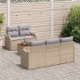 Conjunto de sofá de jardín 6 pcs Beige Poliratán