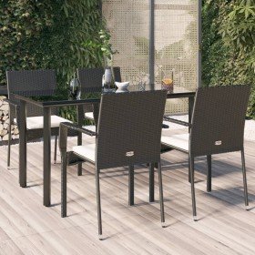 Set de muebles jardín 5 pzas con cojines ratán sintético negro