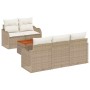 Conjunto de sofá de jardín 6 pcs Beige Poliratán
