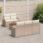 Conjunto de sofá de jardín 6 pcs Beige Poliratán