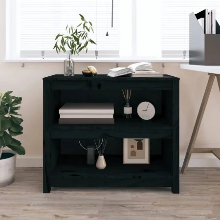 Massives Kiefernholz Bücherregal schwarz 80x35x68 cm von vidaXL, Bücherregale und Regale - Ref: Foro24-821678, Preis: 84,46 €...