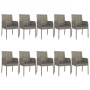 Set comedor jardín 11 pzas y cojines ratán sintético negro gris