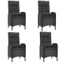 Set de muebles jardín 5 pzas con cojines ratán sintético negro