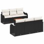 Conjunto de sofá de jardín 7 pcs Negro Poliratán