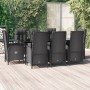 Set de comedor de jardín 9 pzas y cojines ratán sintético negro