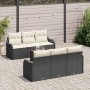 Conjunto de sofá de jardín 7 pcs Negro Poliratán