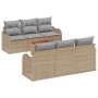 Conjunto de sofá de jardín 7 pcs Beige Poliratán