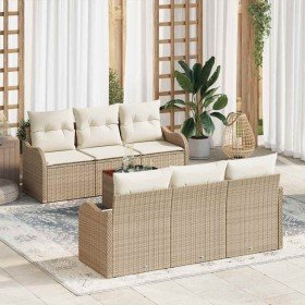 Conjunto de sofá de jardín 7 pcs Beige Poliratán Conjunto de sofá de jardín 7 pcs Beige Poliratán