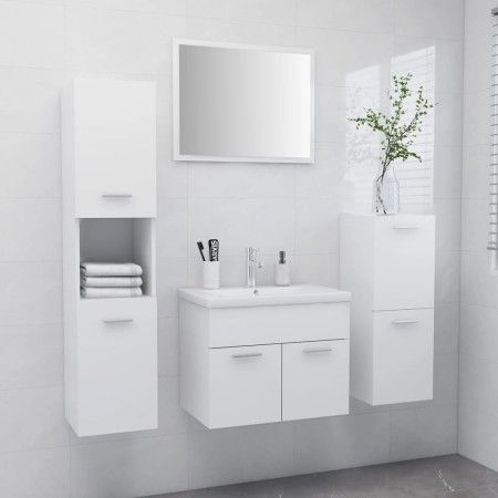Weißes Badezimmermöbelset aus Holzwerkstoff von vidaXL, Badezimmermöbel - Ref: Foro24-3071090, Preis: 269,91 €, Rabatt: %
