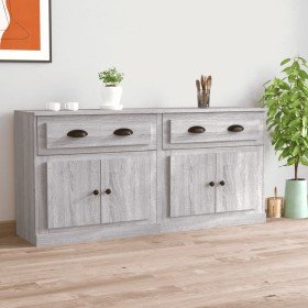 Aparadores 2 piezas madera contrachapada gris Sonoma Aparadores 2 piezas madera contrachapada gris Sonoma