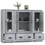 Aparador alto 3 piezas madera contrachapada gris hormigón