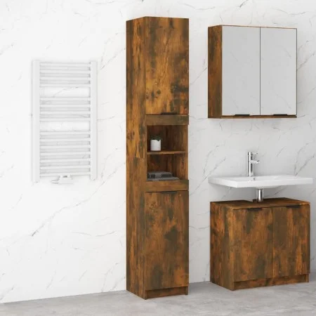 Badezimmerschrank aus geräuchertem Eichenholzwerkstoff, 32 x 34 x 188,5 cm von vidaXL, Schließfächer und Lagerschränke - Ref:...