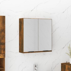 Armario de baño con espejo color roble ahumado 64x20x67 cm