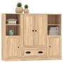 Aparador alto 3 piezas madera contrachapada roble Sonoma