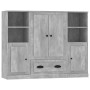 Aparador alto 3 piezas madera contrachapada gris hormigón