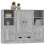 Aparador alto 3 piezas madera contrachapada gris hormigón