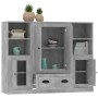 Aparador alto 3 piezas madera contrachapada gris hormigón