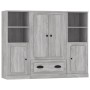 Aparador alto 3 piezas madera contrachapada gris Sonoma