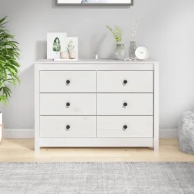 Beistellschrank aus massivem weißem Kiefernholz, 100 x 40 x 72 cm von vidaXL, Sideboards - Ref: Foro24-821765, Preis: 150,31 ...