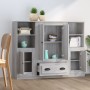 Aparador alto 3 piezas madera contrachapada gris Sonoma