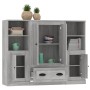 Aparador alto 3 piezas madera contrachapada gris Sonoma