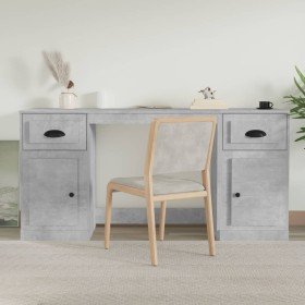 Escritorio con armario contrachapada gris hormigón Escritorio con armario contrachapada gris hormigón