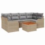 Conjunto de sofá de jardín 7 pcs Beige Poliratán