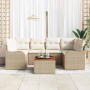 Conjunto de sofá de jardín 7 pcs Beige Poliratán