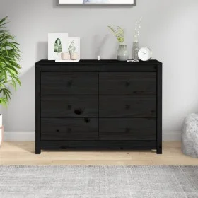 Beistellschrank aus massivem schwarzem Kiefernholz, 100 x 40 x 72 cm von vidaXL, Sideboards - Ref: Foro24-821768, Preis: 170,...