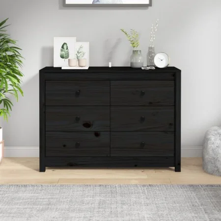 Armario auxiliar madera maciza de pino negro 100x40x72 cm de vidaXL, Aparadores - Ref: Foro24-821768, Precio: 169,93 €, Descu...