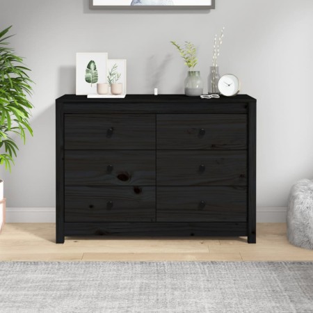 Beistellschrank aus massivem schwarzem Kiefernholz, 100 x 40 x 72 cm von vidaXL, Sideboards - Ref: Foro24-821768, Preis: 172,...