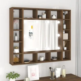 Eichenbrauner Spiegel und LED-Möbel 91x15x76,5 cm von vidaXL, Badezimmerwaschtische - Ref: Foro24-820450, Preis: 68,85 €, Rab...
