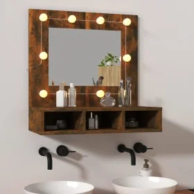 Furniture with mirror and LED smoked oak color 60x31.5x62 cm by vidaXL, bathroom vanities - Ref: Foro24-820454, Price: 44,30 ...