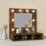 Möbel mit Spiegel und LED, Farbe Eiche geräuchert, 60 x 31,5 x 62 cm von vidaXL, Badezimmerwaschtische - Ref: Foro24-820454, ...