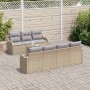 Conjunto de sofá de jardín 8 pcs Beige Poliratán