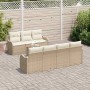 Conjunto de sofá de jardín 8 pcs Beige Poliratán