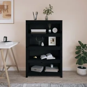 Solid black pine wood shelf 80x35x126 cm by vidaXL, Bookcases and shelves - Ref: Foro24-821688, Price: 138,56 €, Discount: %