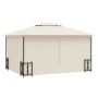 Cenador con paredes laterales y techos dobles color crema3x4 m
