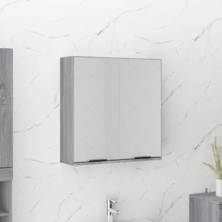 Armario de baño con espejo color gris Sonoma 64x20x67 cm de vidaXL, Tocadores de baño - Ref: Foro24-817067, Precio: 76,51 €, ...