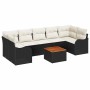 Conjunto de sofá de jardín 8 pcs Negro Poliratán