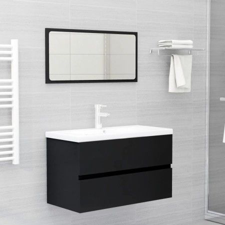 Juego de muebles de baño madera de ingeniería negro de vidaXL, Muebles de baño - Ref: Foro24-3071595, Precio: 201,84 €, Descu...