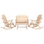 Juego de muebles de jardín 4 piezas madera maciza de abeto