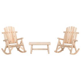 Juego de muebles de jardín 3 piezas madera maciza de abeto