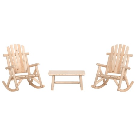 Juego de muebles de jardín 3 piezas madera maciza de abeto