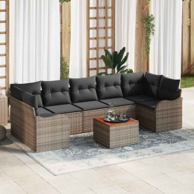 Conjunto de sofá de jardín 8 pcs Gris Poliratán